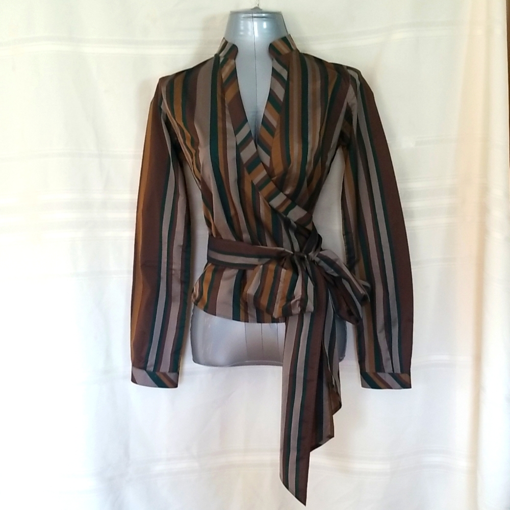 Zara Striped Wrap Blouse
